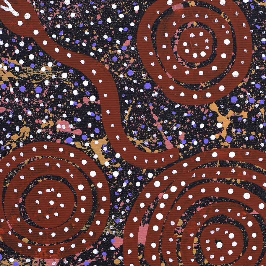 Aboriginal Artwork by Steven Jakamarra Oldfield, Warna Jukurrpa (Snake Dreaming), 30x30cm