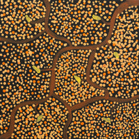 Aboriginal Artwork by Stewart Jupurrurla Kelly, Ngapa Jukurrpa (Water Dreaming) - Wapurtali, 30x30cm