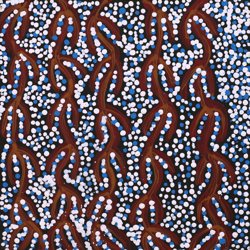 Aboriginal Artwork by Susie Nangala Watson, Mina Mina Dreaming, 30x30cm