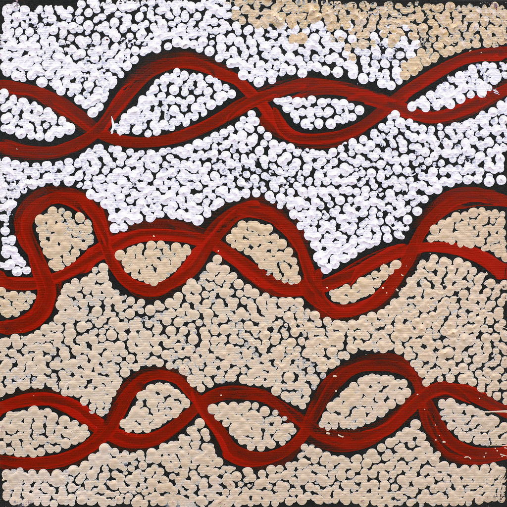 Aboriginal Artwork by Susie Nangala Watson, Mina Mina Dreaming, 30x30cm