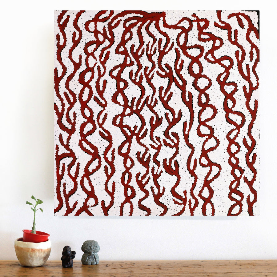 Aboriginal Artwork by Susie Nangala Watson, Mina Mina Dreaming, 46x46cm
