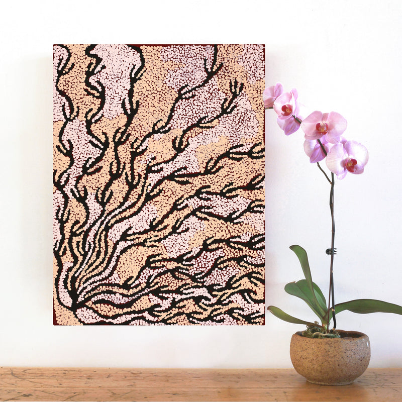 Aboriginal Artwork by Susie Nangala Watson, Mina Mina Dreaming, 61x46cm
