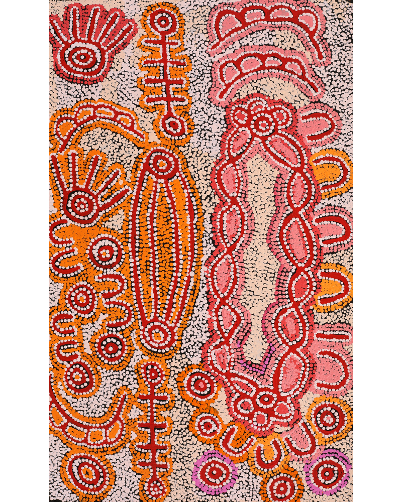 Aboriginal Artwork by Susie Nangala Watson, Mina Mina Dreaming, 76x46cm