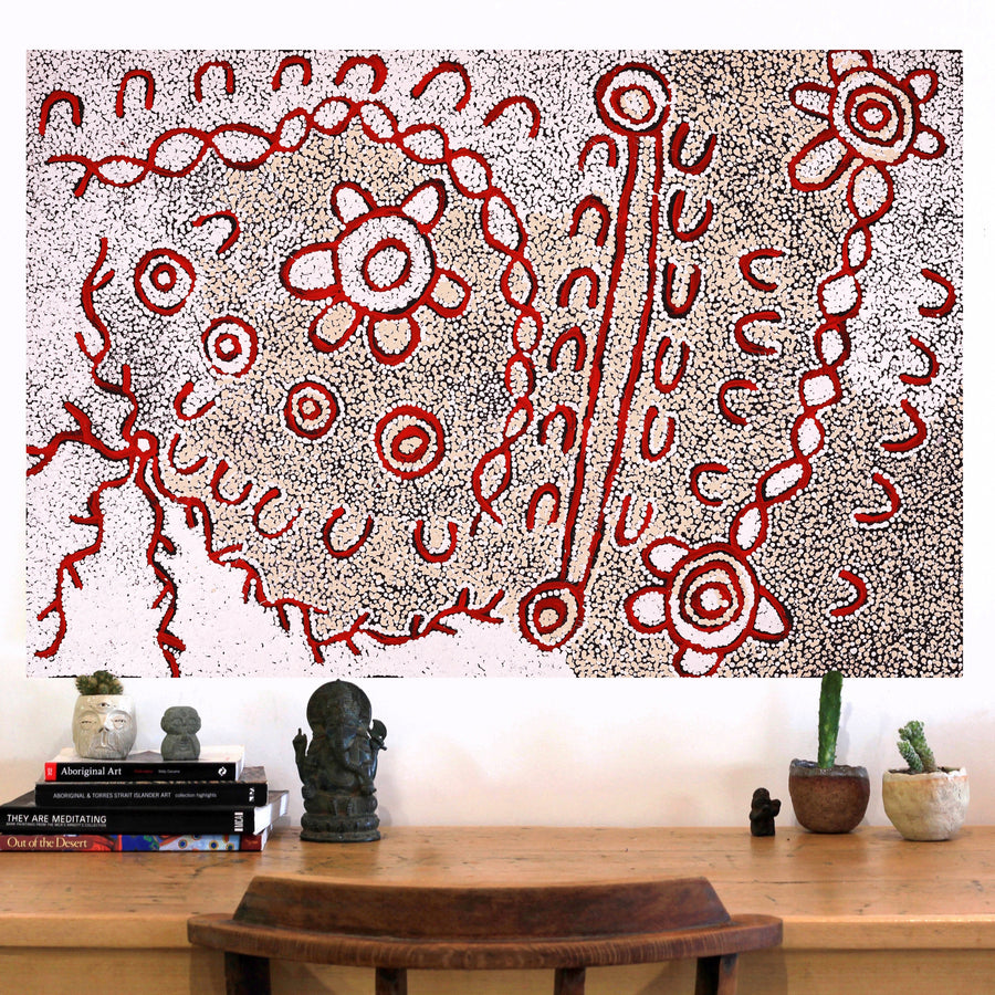 Aboriginal Artwork by Susie Nangala Watson, Mina Mina Dreaming, 91x61cm