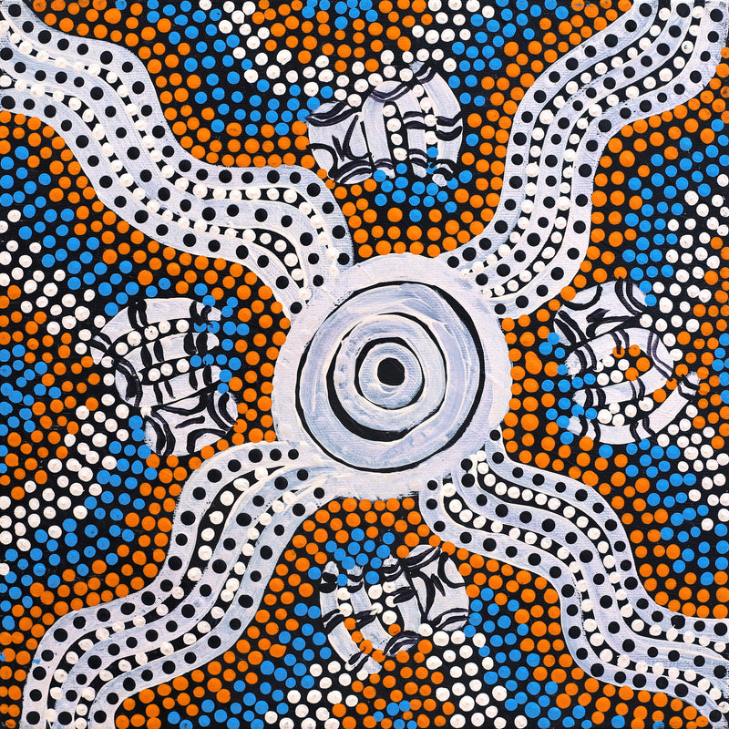 Aboriginal Artwork by Sylvia Napanangka Drover, Nguru Yurntumu-wana (Country around Yuendumu), 30x30cm