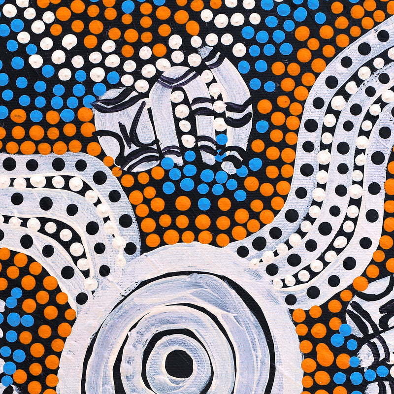 Aboriginal Artwork by Sylvia Napanangka Drover, Nguru Yurntumu-wana (Country around Yuendumu), 30x30cm