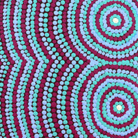 Aboriginal Artwork by Sylvia Napanangka Drover, Nguru Yurntumu-wana (Country around Yuendumu), 30x30cm
