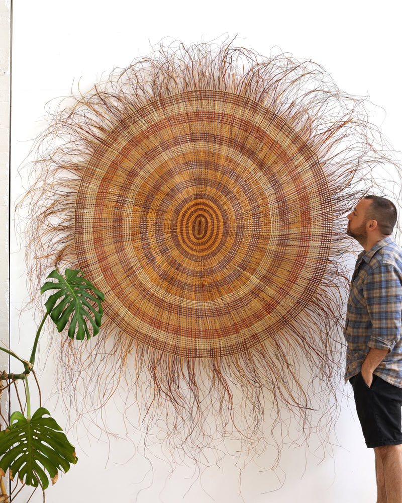 Aboriginal Artwork by Sylvia Marrgawaidj, Woven Mat, 220cm