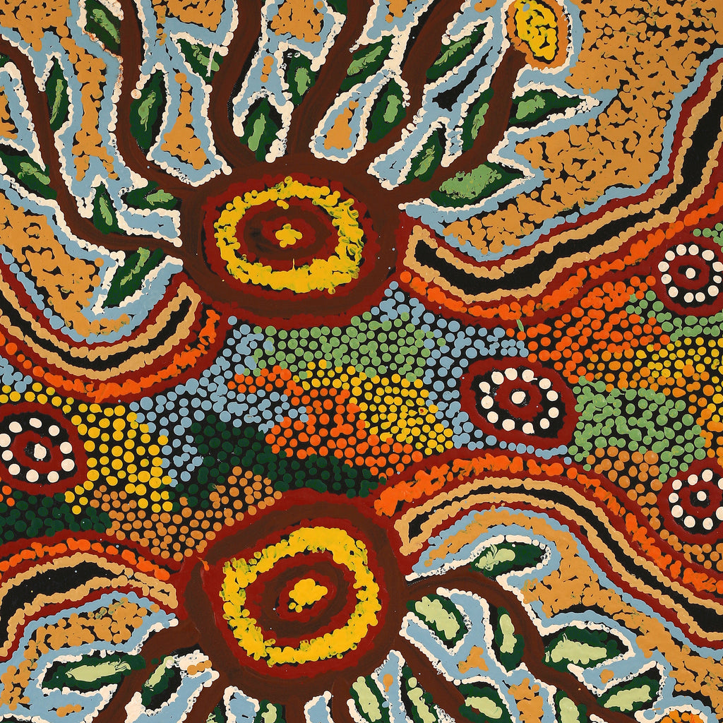 Aboriginal Artwork by Tjinkuma Wells, Bush Food and Medicine, 80x51cm - ART ARK®