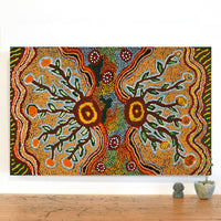 Aboriginal Art by Tjinkuma Wells, Bush Food and Medicine, 80x51cm - ART ARK®