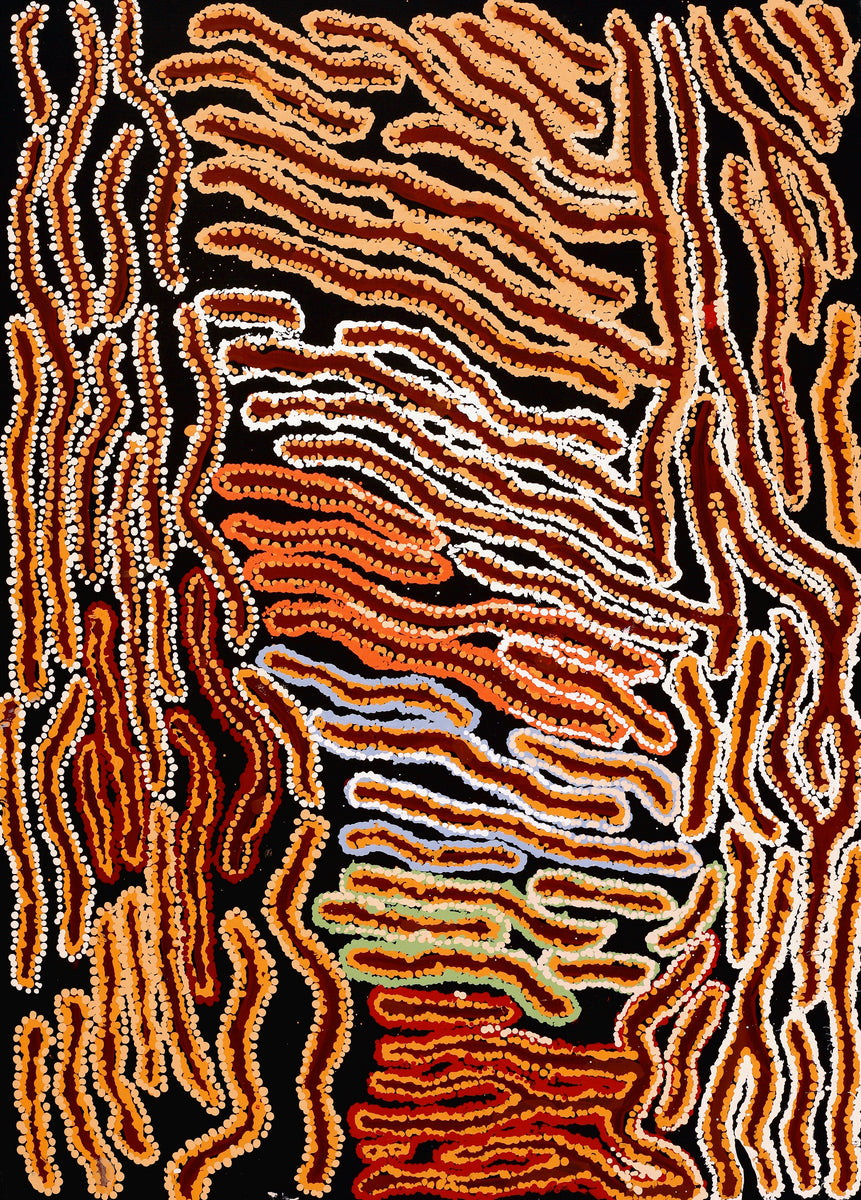 Aboriginal Art by Tjinkuma Wells, Piltati Tjukurpa, 92x66cm - ART ARK®