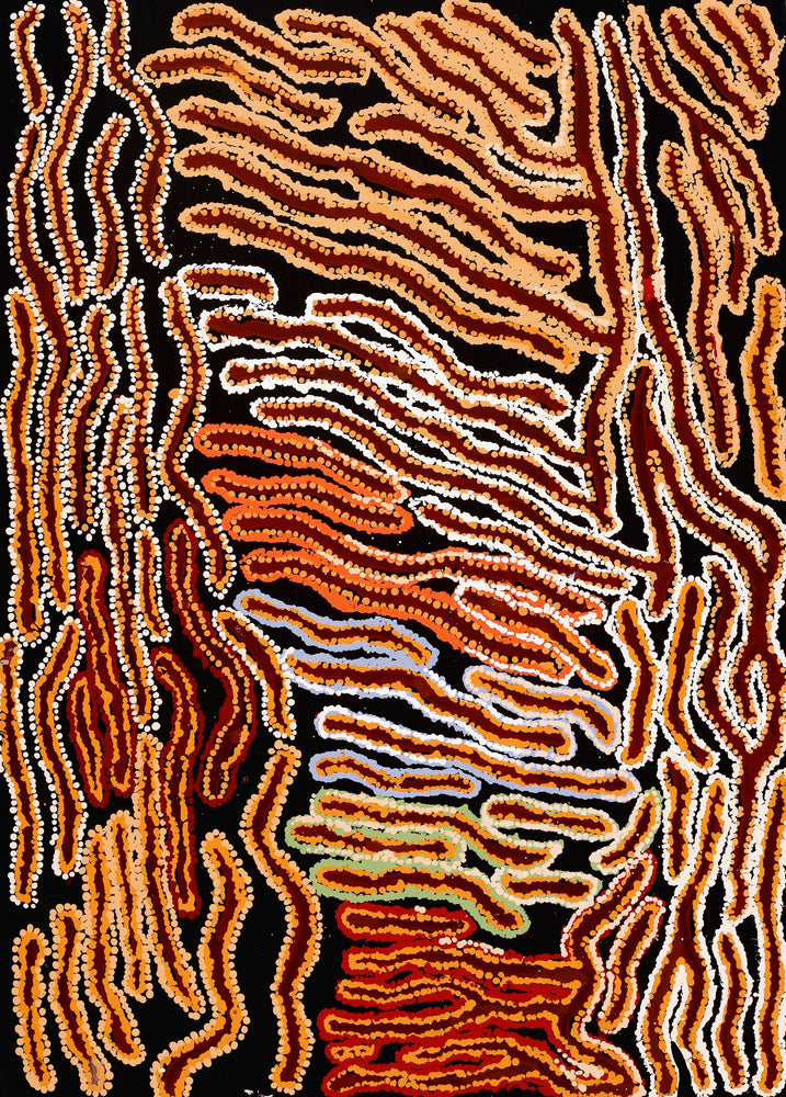 Aboriginal Artwork by Tjinkuma Wells, Piltati Tjukurpa, 92x66cm