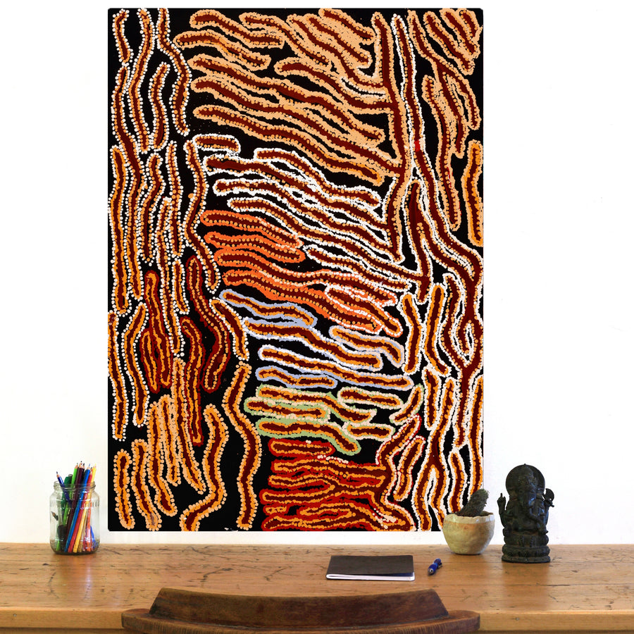 Aboriginal Artwork by Tjinkuma Wells, Piltati Tjukurpa, 92x66cm