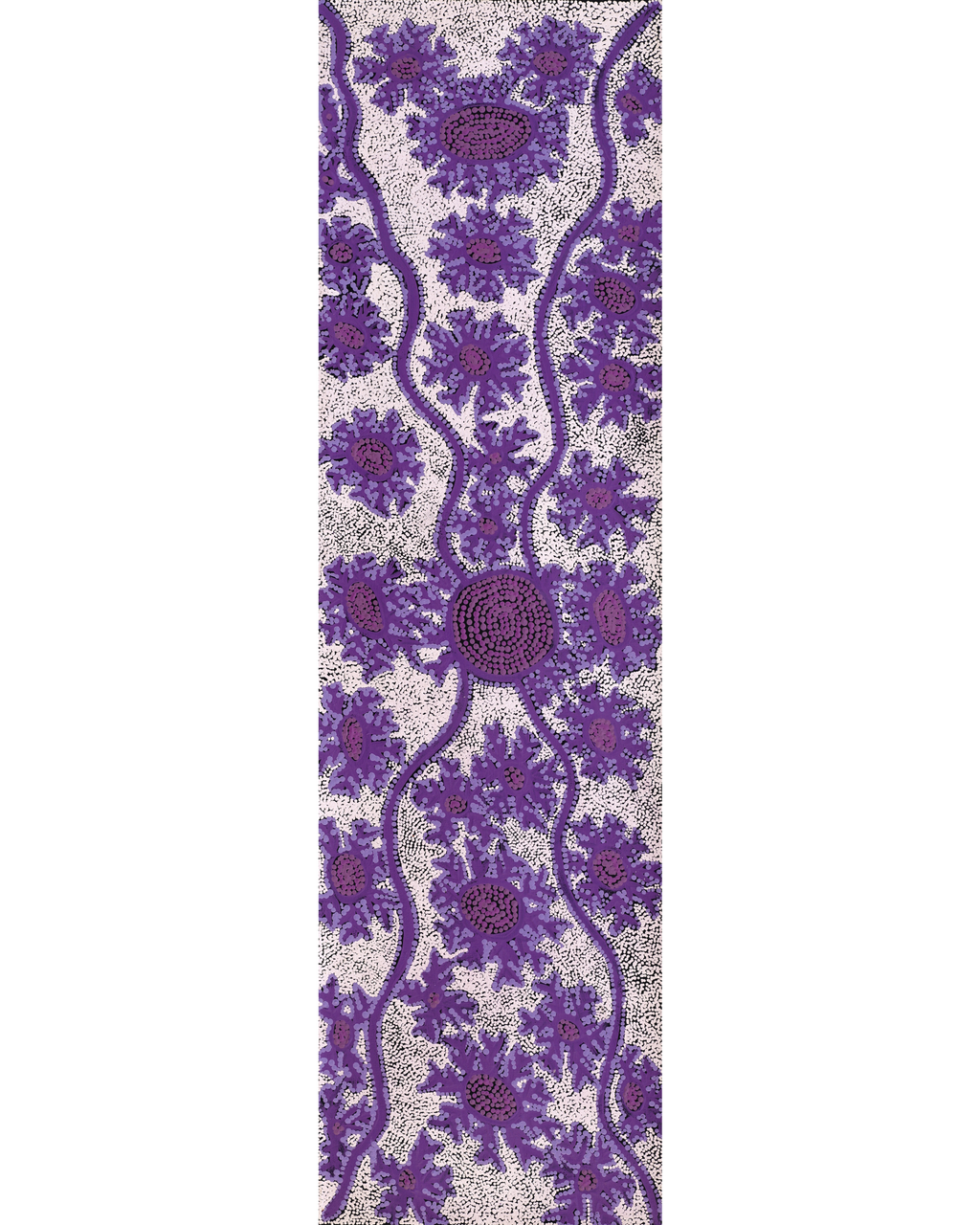 Aboriginal Artwork by Tanya Nungarrayi Collins, Watiya-warnu Jukurrpa (Seed Dreaming), 107x30cm