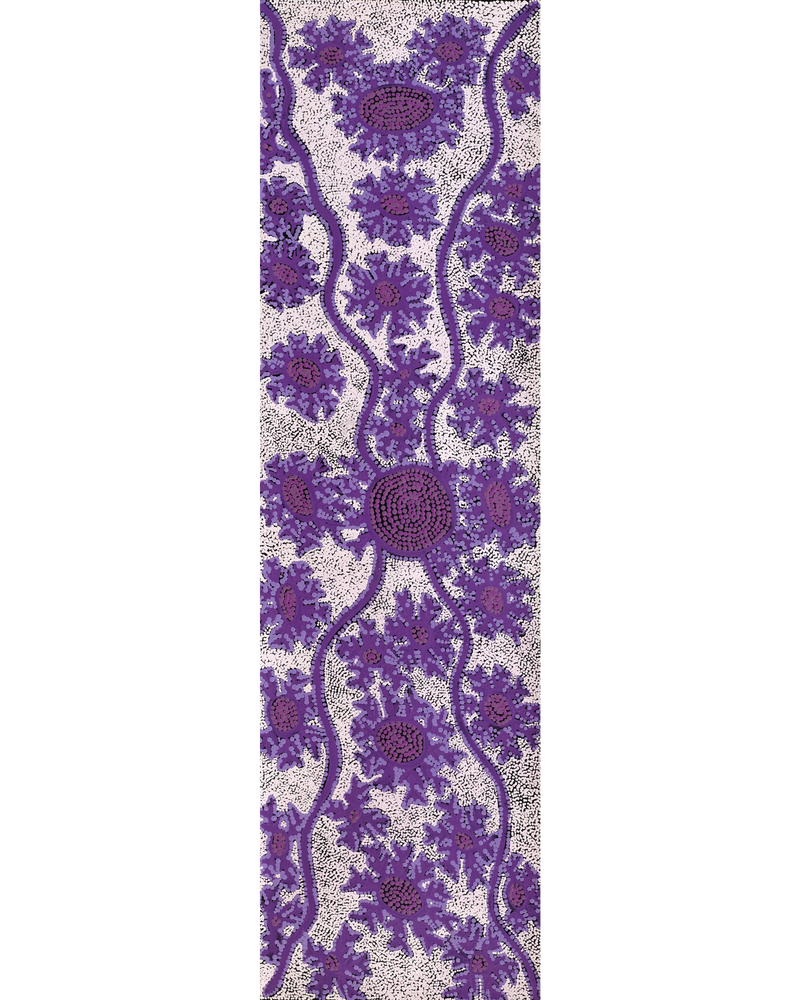 Aboriginal Artwork by Tanya Nungarrayi Collins, Watiya-warnu Jukurrpa (Seed Dreaming), 107x30cm