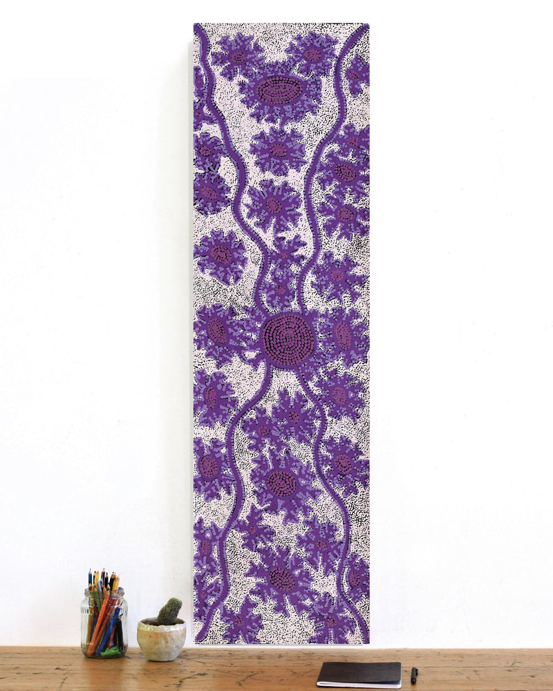 Aboriginal Artwork by Tanya Nungarrayi Collins, Watiya-warnu Jukurrpa (Seed Dreaming), 107x30cm