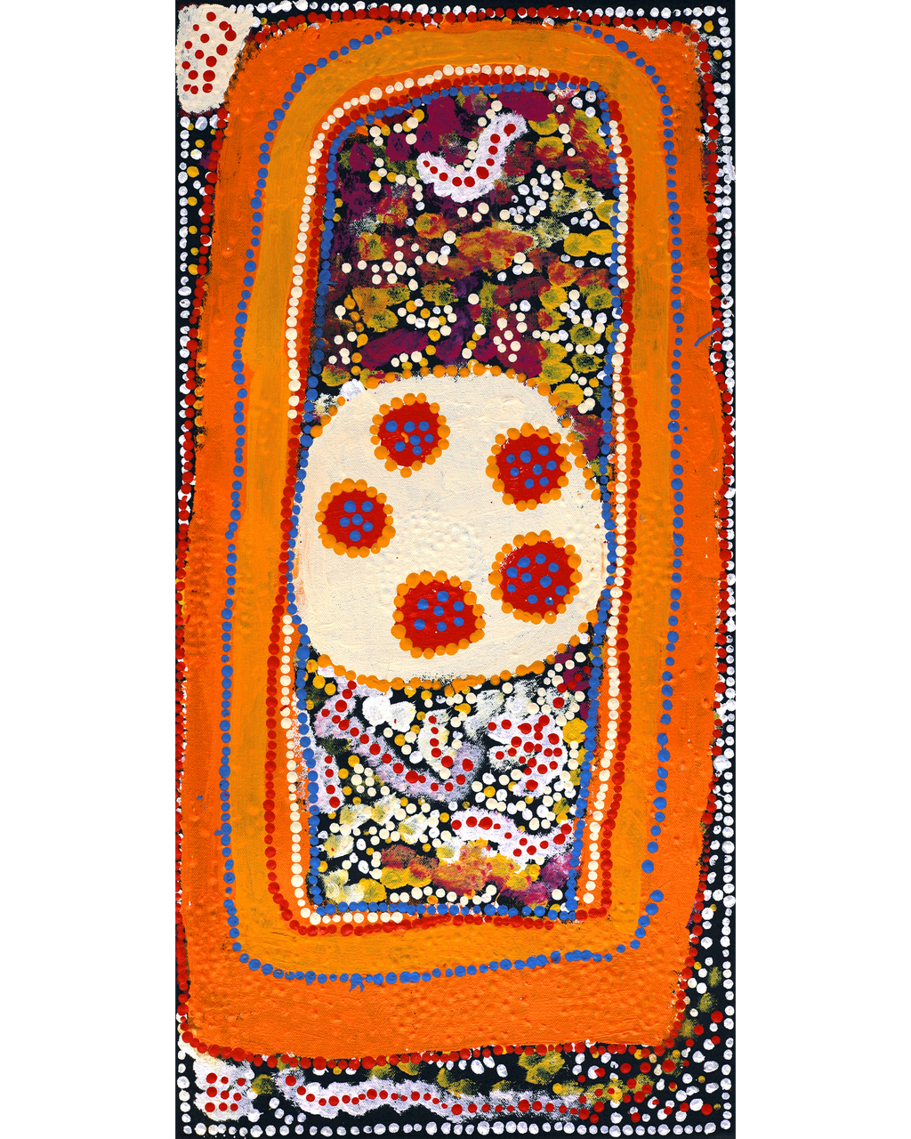 Aboriginal Artwork by Tasha Nampijinpa Collins, Ngapa Jukurrpa (Water Dreaming) - Puyurru, 61x30cm