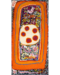 Aboriginal Artwork by Tasha Nampijinpa Collins, Ngapa Jukurrpa (Water Dreaming) - Puyurru, 61x30cm