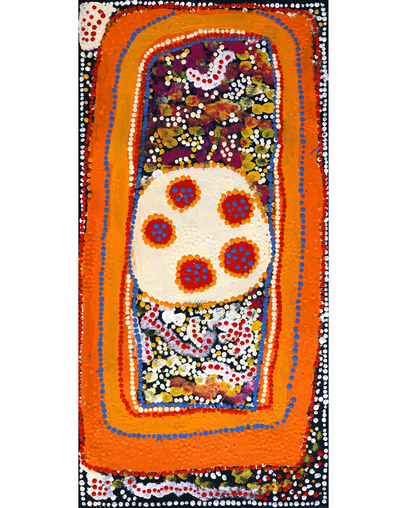 Aboriginal Artwork by Tasha Nampijinpa Collins, Ngapa Jukurrpa (Water Dreaming) - Puyurru, 61x30cm