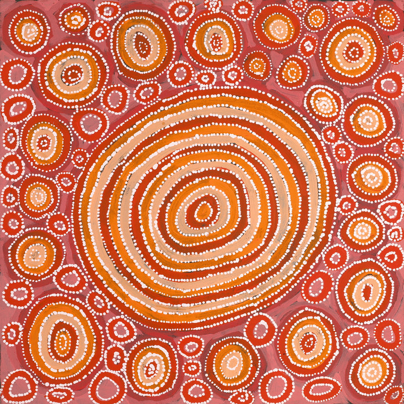 Aboriginal Artwork by Tanya Nungarrayi Collins, Watiya-warnu Jukurrpa (Seed Dreaming), 46x46cm