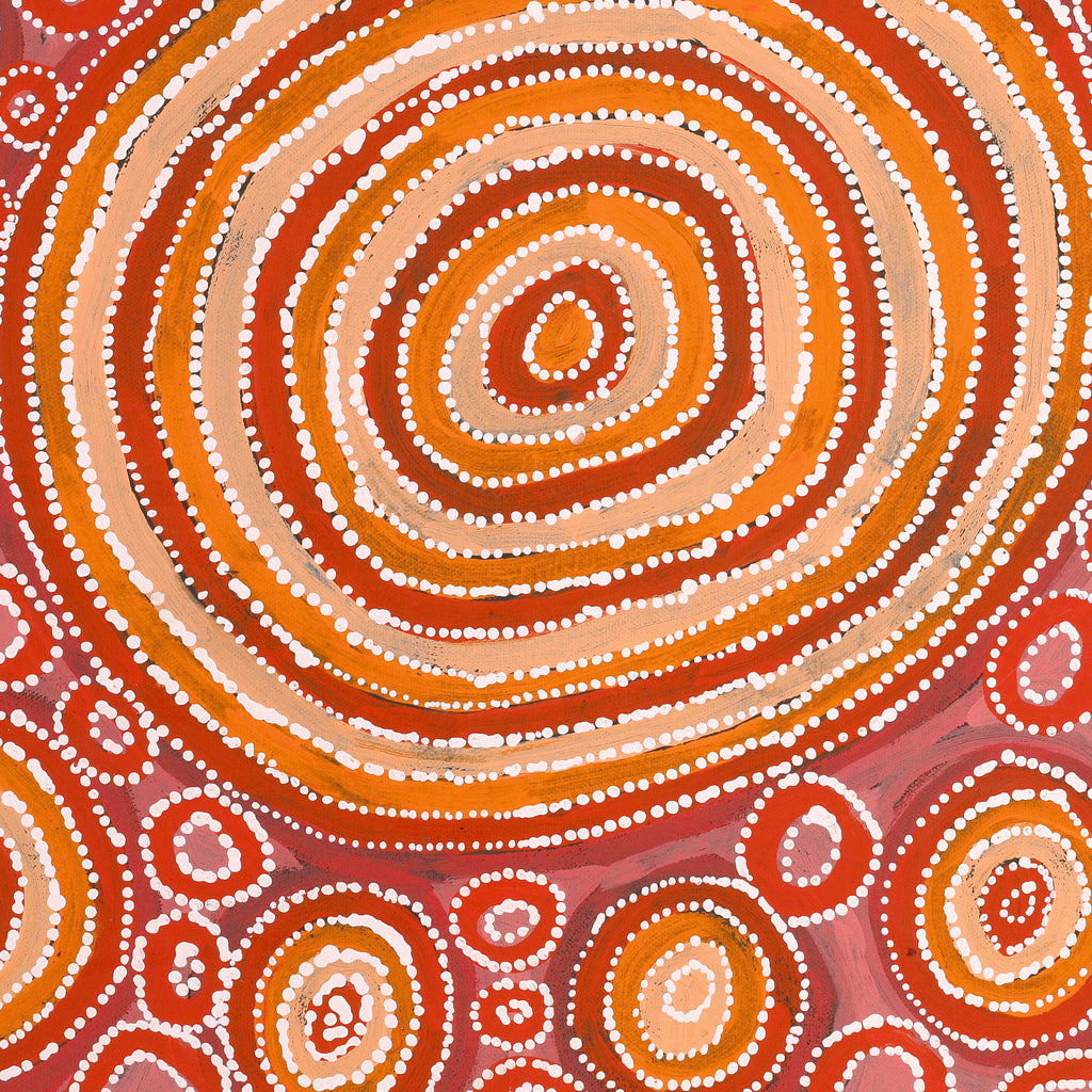 Aboriginal Artwork by Tanya Nungarrayi Collins, Watiya-warnu Jukurrpa (Seed Dreaming), 46x46cm