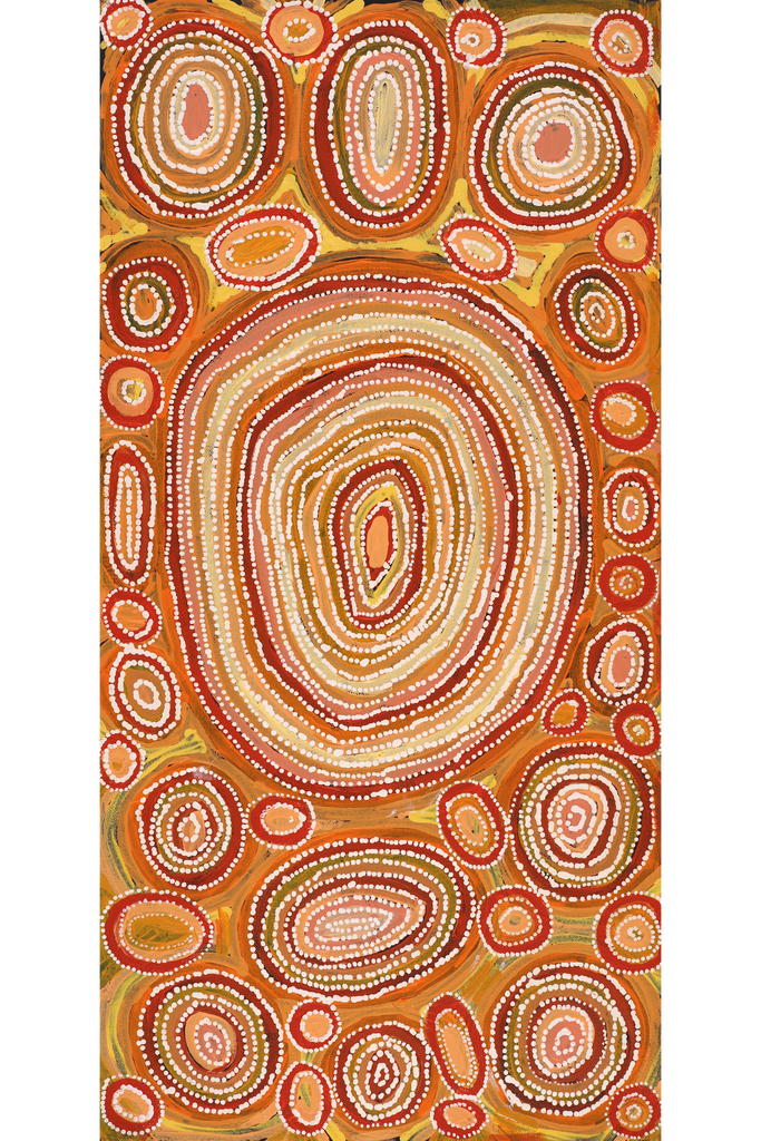 Aboriginal Artwork by Tanya Nungarrayi Collins, Watiya-warnu Jukurrpa (Seed Dreaming), 61x30cm