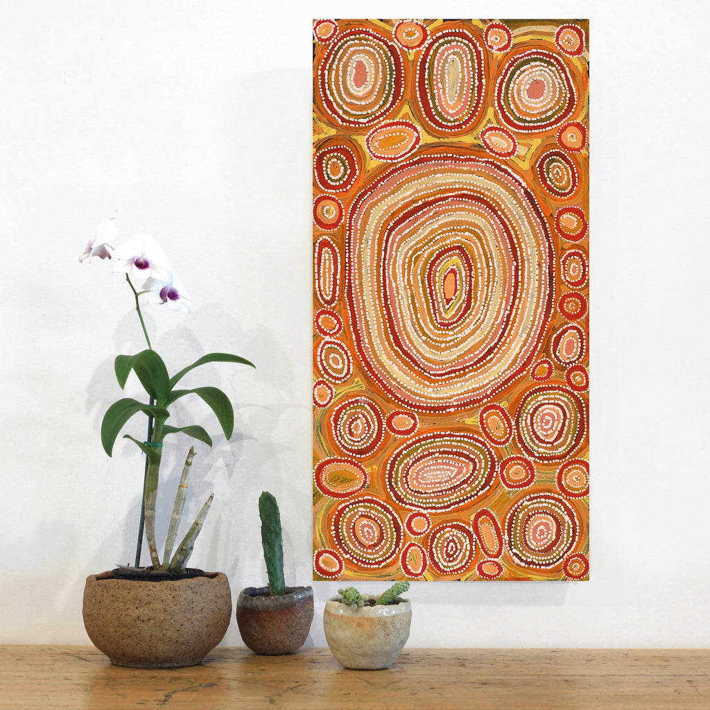 Aboriginal Art by Tanya Nungarrayi Collins, Watiya-warnu Jukurrpa (Seed Dreaming), 61x30cm - ART ARK®