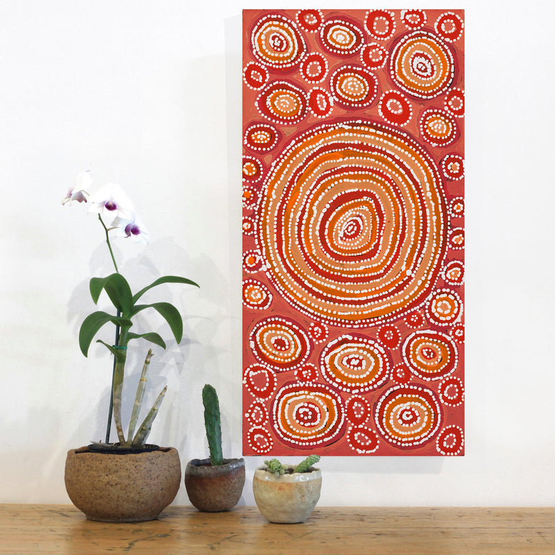 Aboriginal Artwork by Tanya Nungarrayi Collins, Watiya-warnu Jukurrpa (Seed Dreaming), 61x30cm