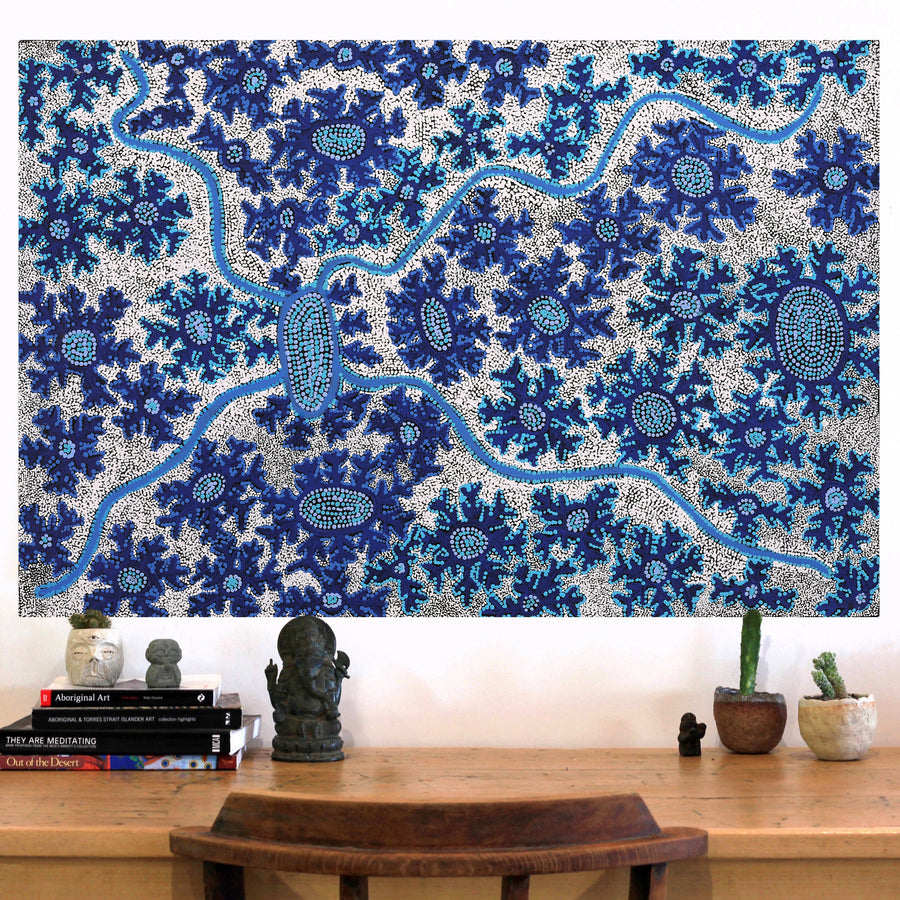 Aboriginal Artwork by Tanya Nungarrayi Collins, Watiya-warnu Jukurrpa (Seed Dreaming), 91x61cm