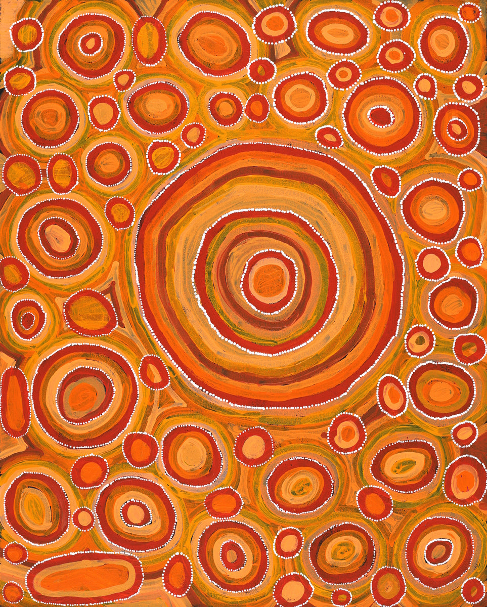 Aboriginal Artwork by Tanya Nungarrayi Collins, Watiya-warnu Jukurrpa (Seed Dreaming), 76x61cm