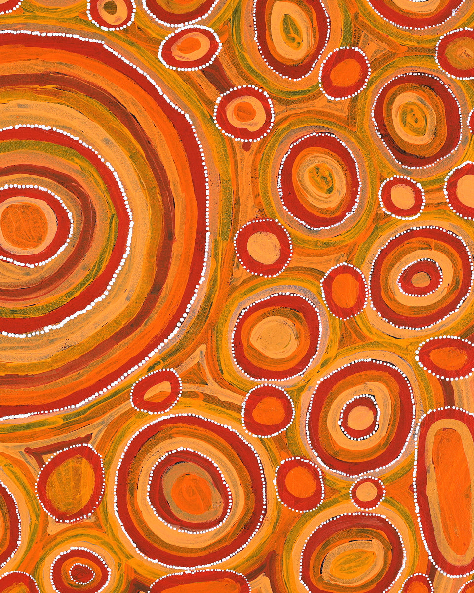 Aboriginal Artwork by Tanya Nungarrayi Collins, Watiya-warnu Jukurrpa (Seed Dreaming), 76x61cm