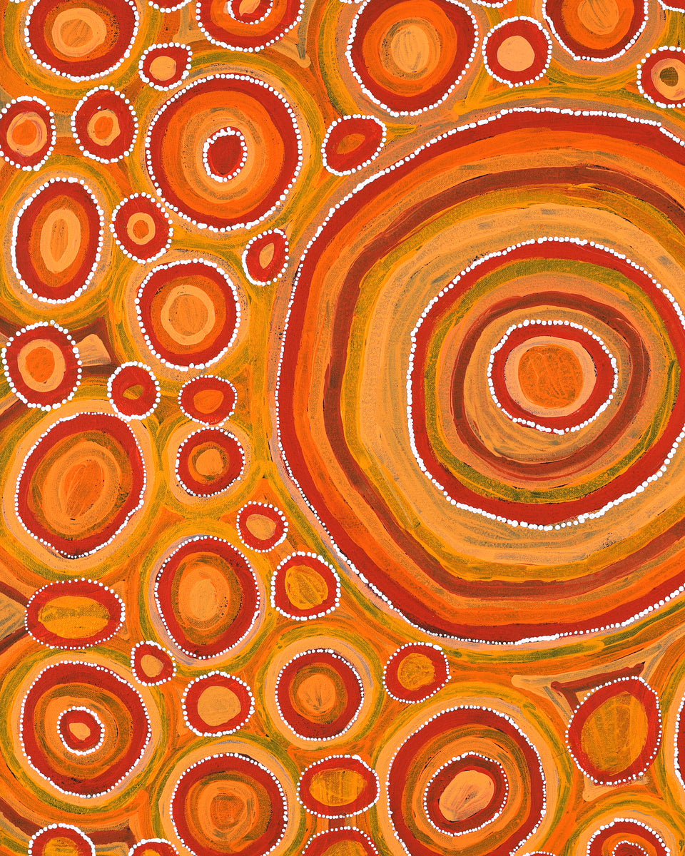 Aboriginal Artwork by Tanya Nungarrayi Collins, Watiya-warnu Jukurrpa (Seed Dreaming), 76x61cm