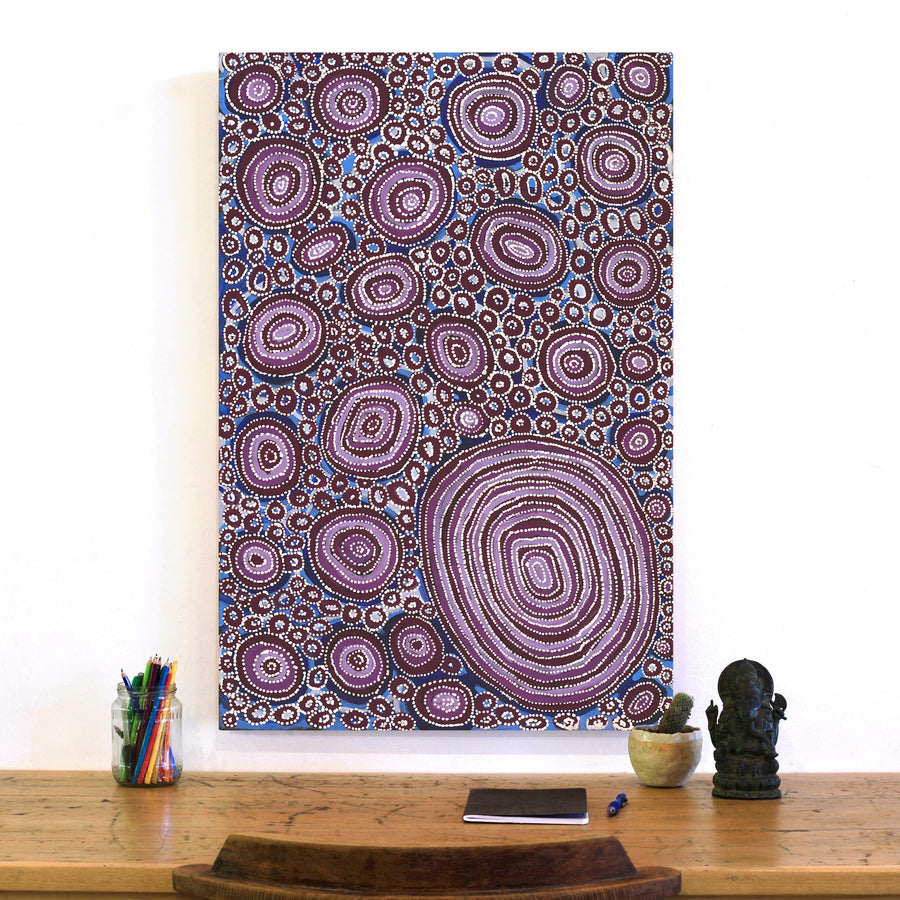 Aboriginal Artwork by Tanya Nungarrayi Collins, Watiya-warnu Jukurrpa (Seed Dreaming), 91x61cm