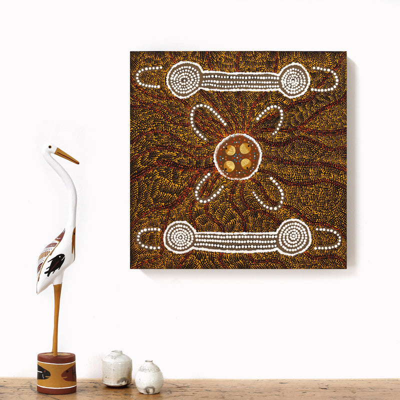 Aboriginal Artwork by Tanya Napangardi Wheeler, Wardapi Jukurrpa (Goanna Dreaming) - Yarripilangu , 40x40cm