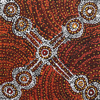 Aboriginal Artwork by Teranie Nangala Williams, Wanakiji Jukurrpa (Bush Tomato Dreaming), 40x40cm