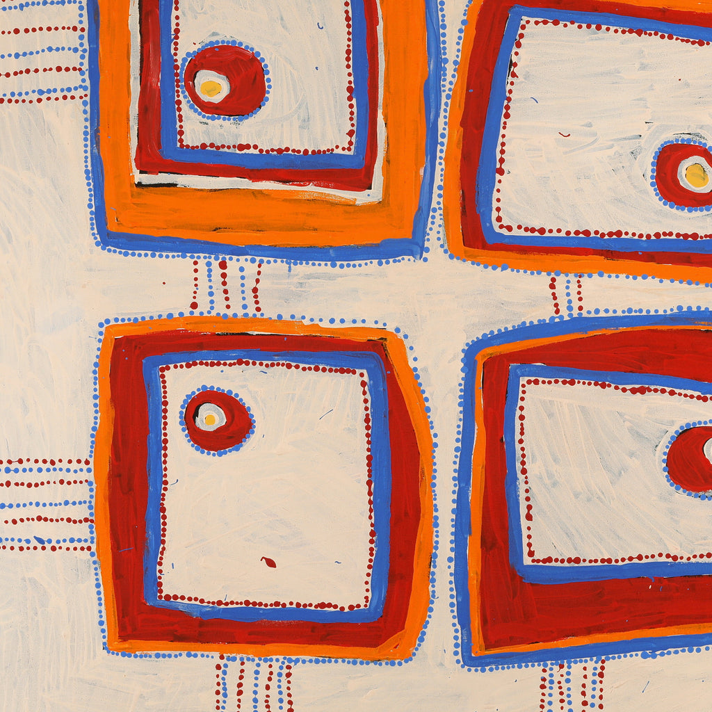 Aboriginal Artwork by Tasha Nampijinpa Collins, Ngapa Jukurrpa (Water Dreaming) - Puyurru, 107x107cm