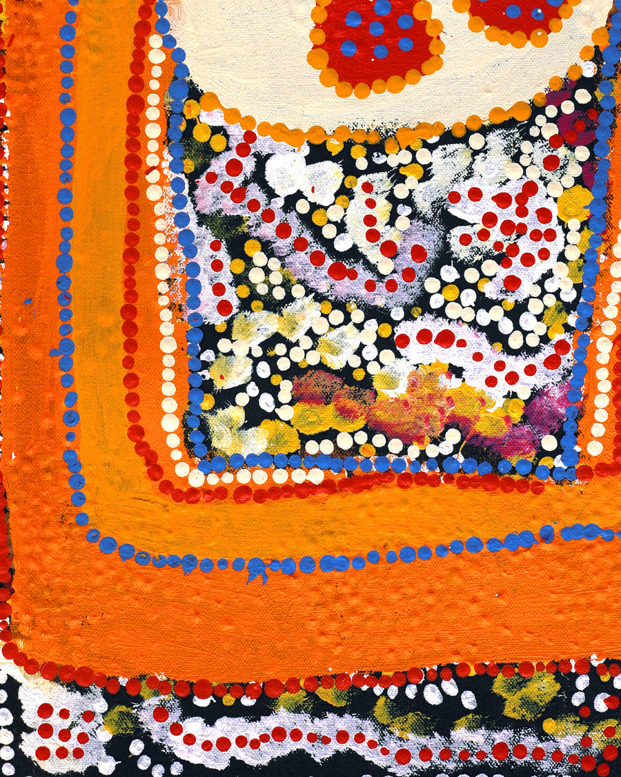Aboriginal Artwork by Tasha Nampijinpa Collins, Ngapa Jukurrpa (Water Dreaming) - Puyurru, 61x30cm