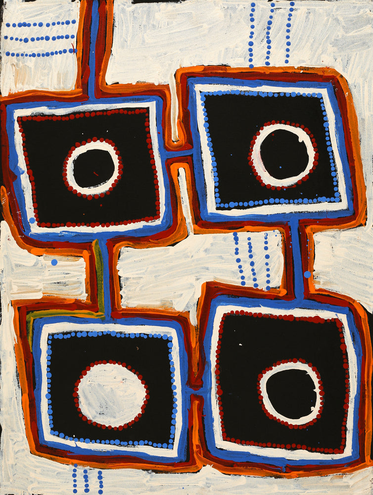 Aboriginal Artwork by Tasha Nampijinpa Collins, Ngapa Jukurrpa (Water Dreaming) - Puyurru, 61x46cm