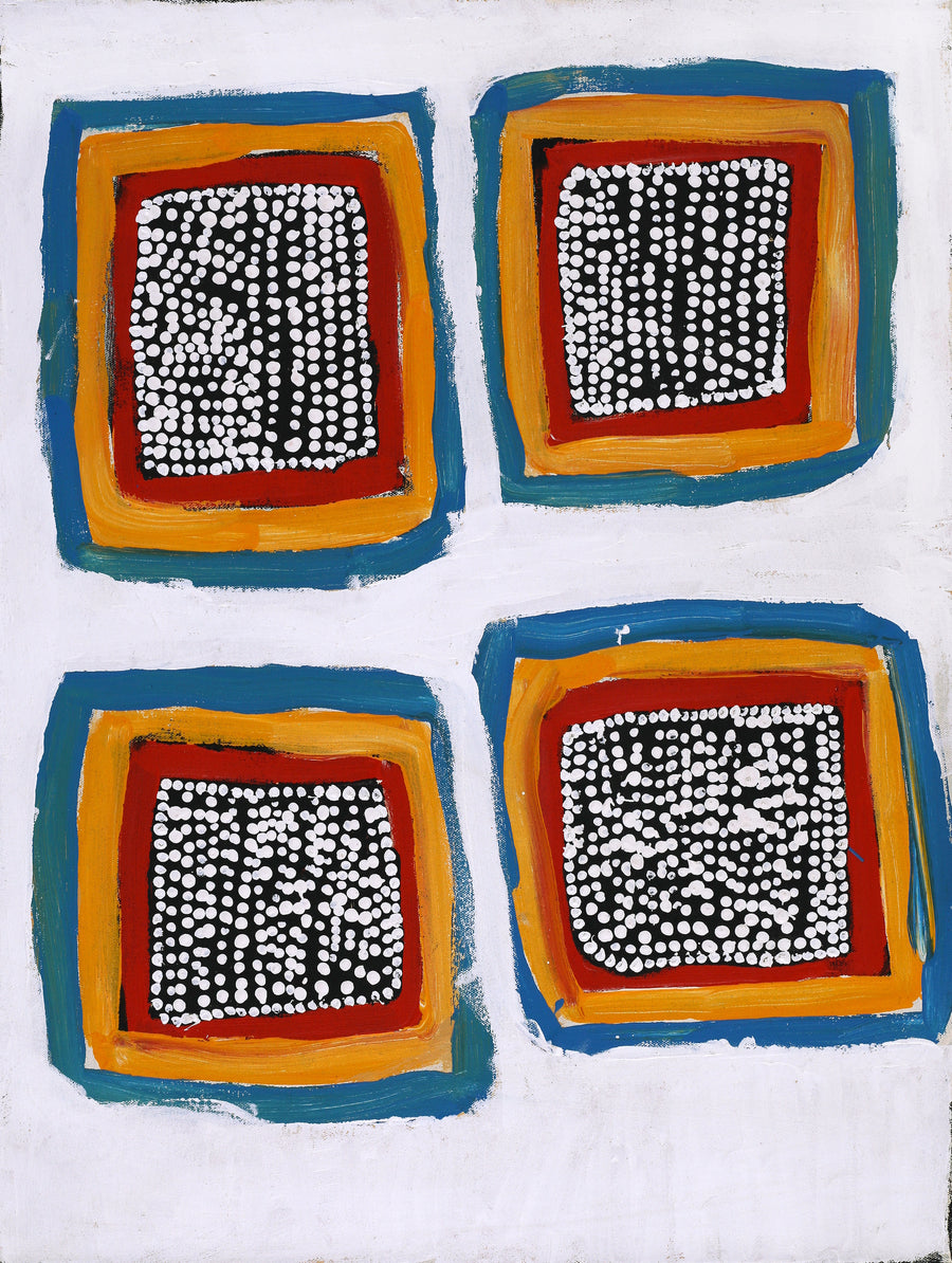 Aboriginal Artwork by Tasha Nampijinpa Collins, Ngapa Jukurrpa (Water Dreaming) - Puyurru, 61x46cm