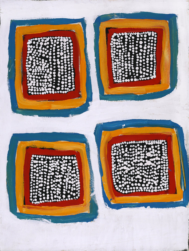 Aboriginal Artwork by Tasha Nampijinpa Collins, Ngapa Jukurrpa (Water Dreaming) - Puyurru, 61x46cm