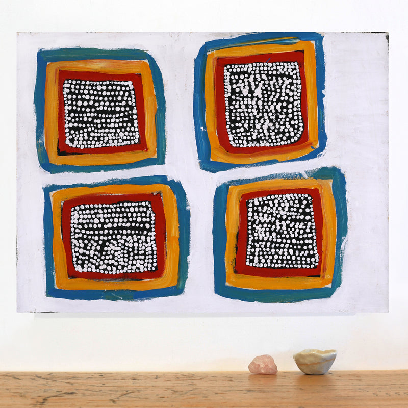 Aboriginal Artwork by Tasha Nampijinpa Collins, Ngapa Jukurrpa (Water Dreaming) - Puyurru, 61x46cm