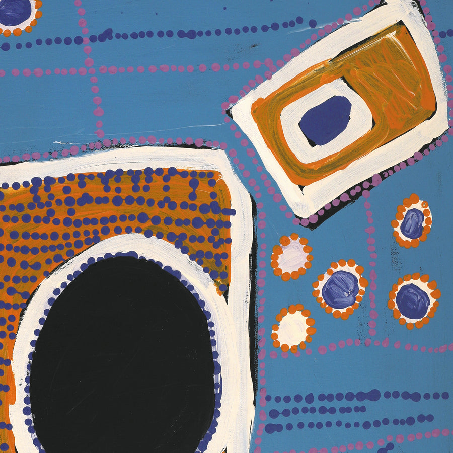 Aboriginal Artwork by Tasha Nampijinpa Collins, Ngapa Jukurrpa (Water Dreaming) - Puyurru, 61x46cm