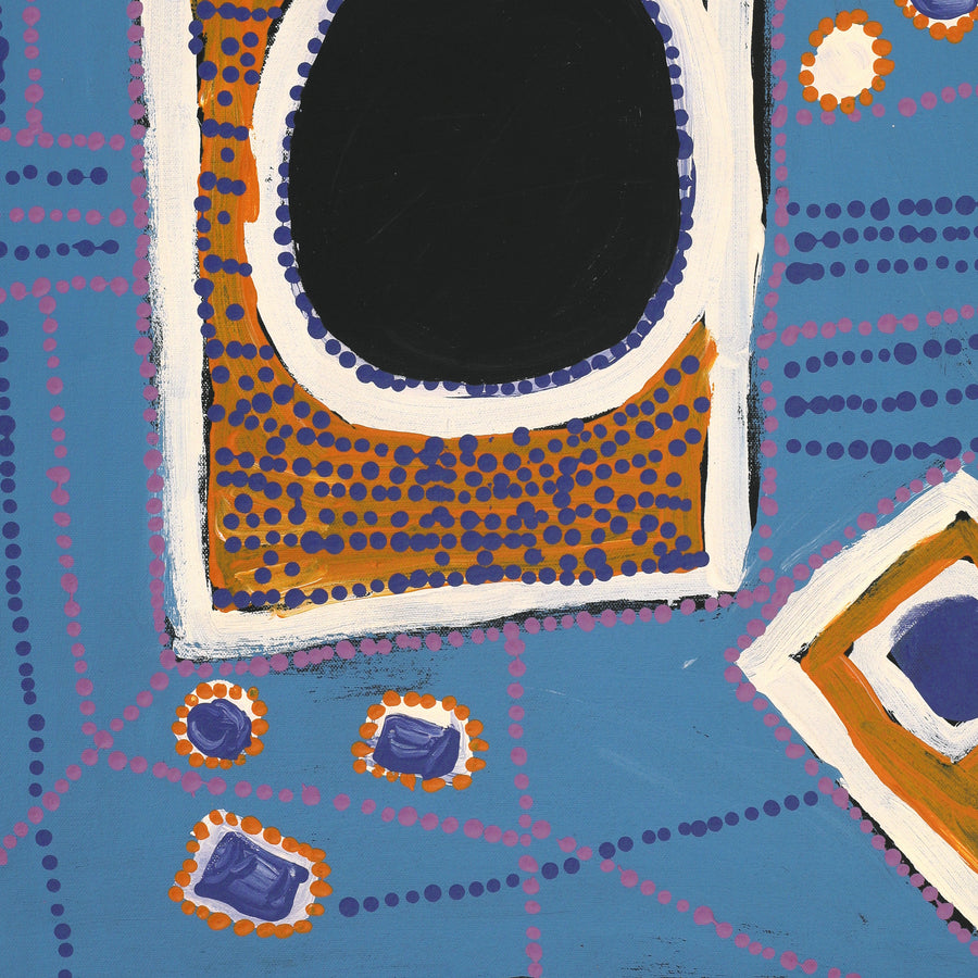 Aboriginal Artwork by Tasha Nampijinpa Collins, Ngapa Jukurrpa (Water Dreaming) - Puyurru, 61x46cm