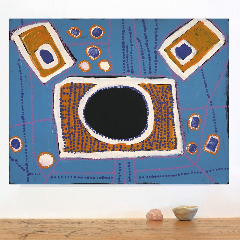 Aboriginal Artwork by Tasha Nampijinpa Collins, Ngapa Jukurrpa (Water Dreaming) - Puyurru, 61x46cm