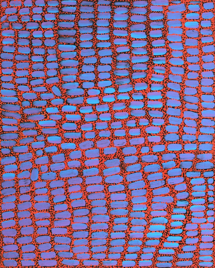 Aboriginal Artwork by Teranie Nangala Williams, Wanakiji Jukurrpa (Bush Tomato Dreaming), 50x40cm