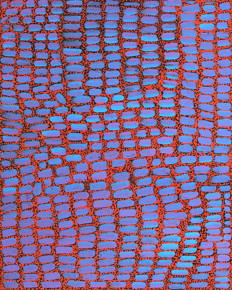Aboriginal Artwork by Teranie Nangala Williams, Wanakiji Jukurrpa (Bush Tomato Dreaming), 50x40cm