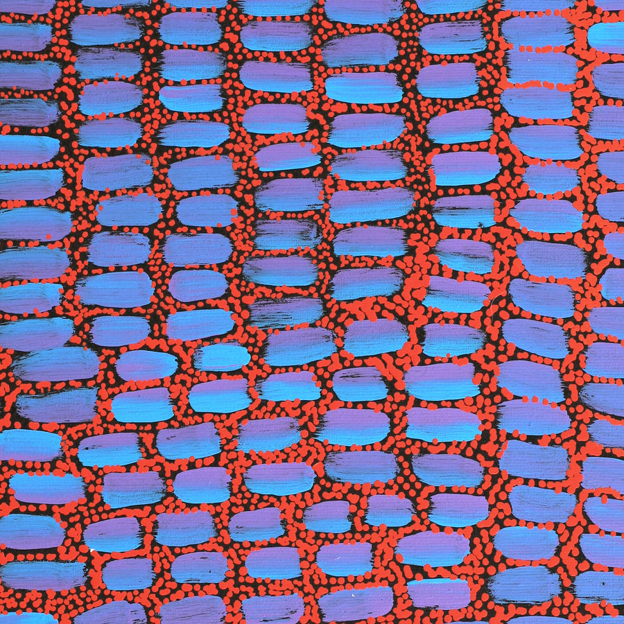 Aboriginal Artwork by Teranie Nangala Williams, Wanakiji Jukurrpa (Bush Tomato Dreaming), 50x40cm