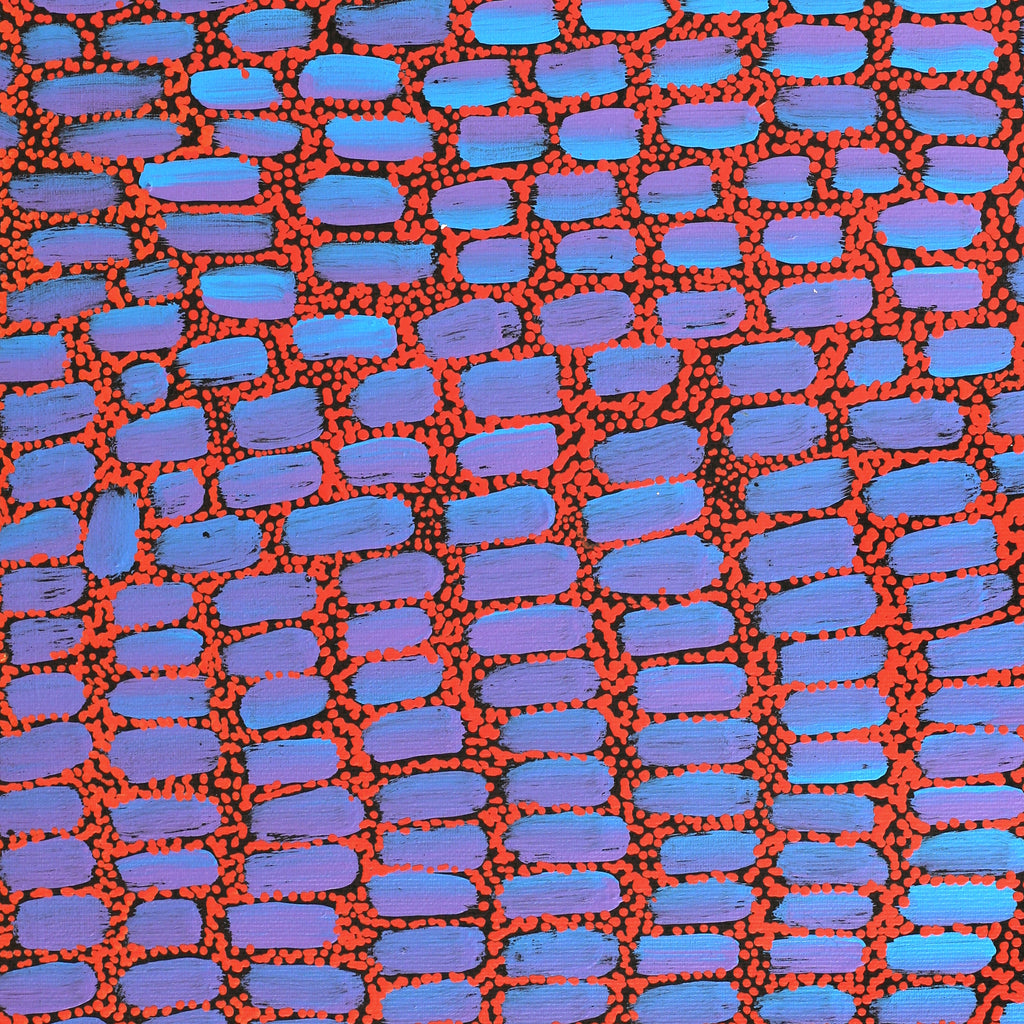 Aboriginal Artwork by Teranie Nangala Williams, Wanakiji Jukurrpa (Bush Tomato Dreaming), 50x40cm
