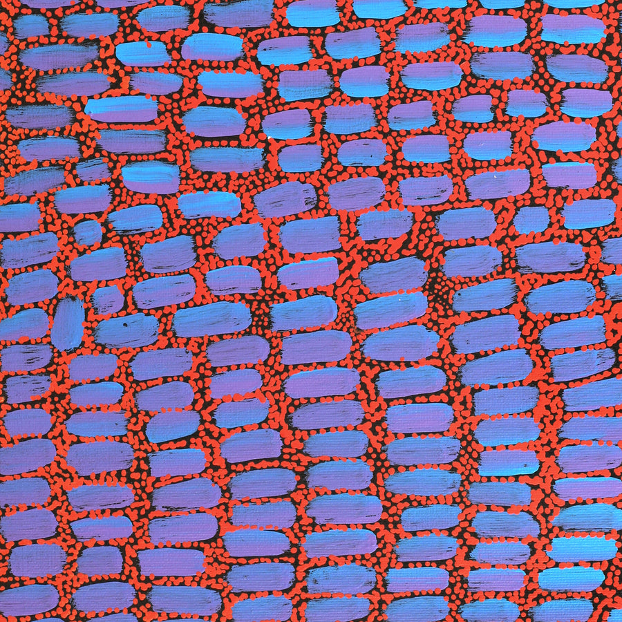 Aboriginal Artwork by Teranie Nangala Williams, Wanakiji Jukurrpa (Bush Tomato Dreaming), 50x40cm