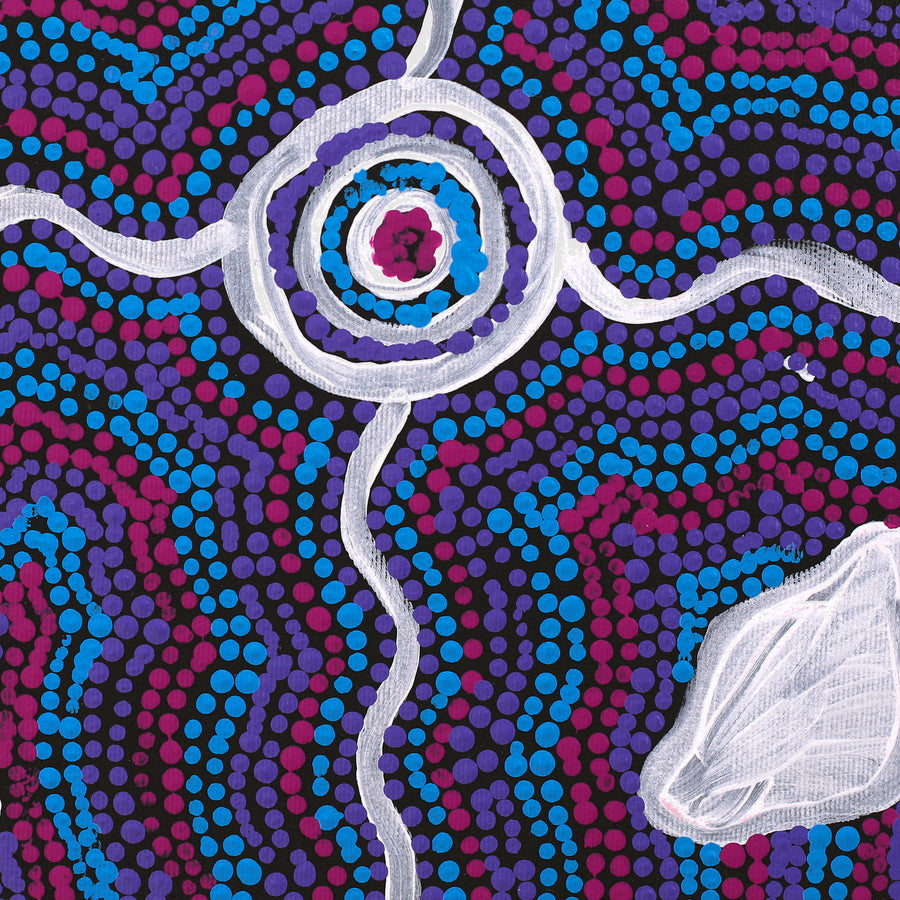 Aboriginal Artwork by Teranie Nangala Williams, Wanakiji Jukurrpa (Bush Tomato Dreaming), 30x30cm